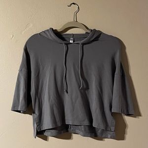 Grey cropped workout hoodie